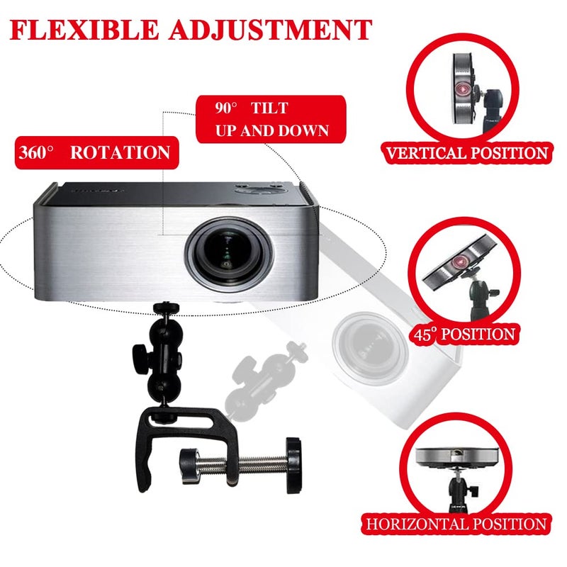 2-Be-Best Mini Projector Mount, Articulating Clamp Mount, 360 Flexible, Compatible with Projector, Camera, LED Light, 1 Year Warranty - Image 4